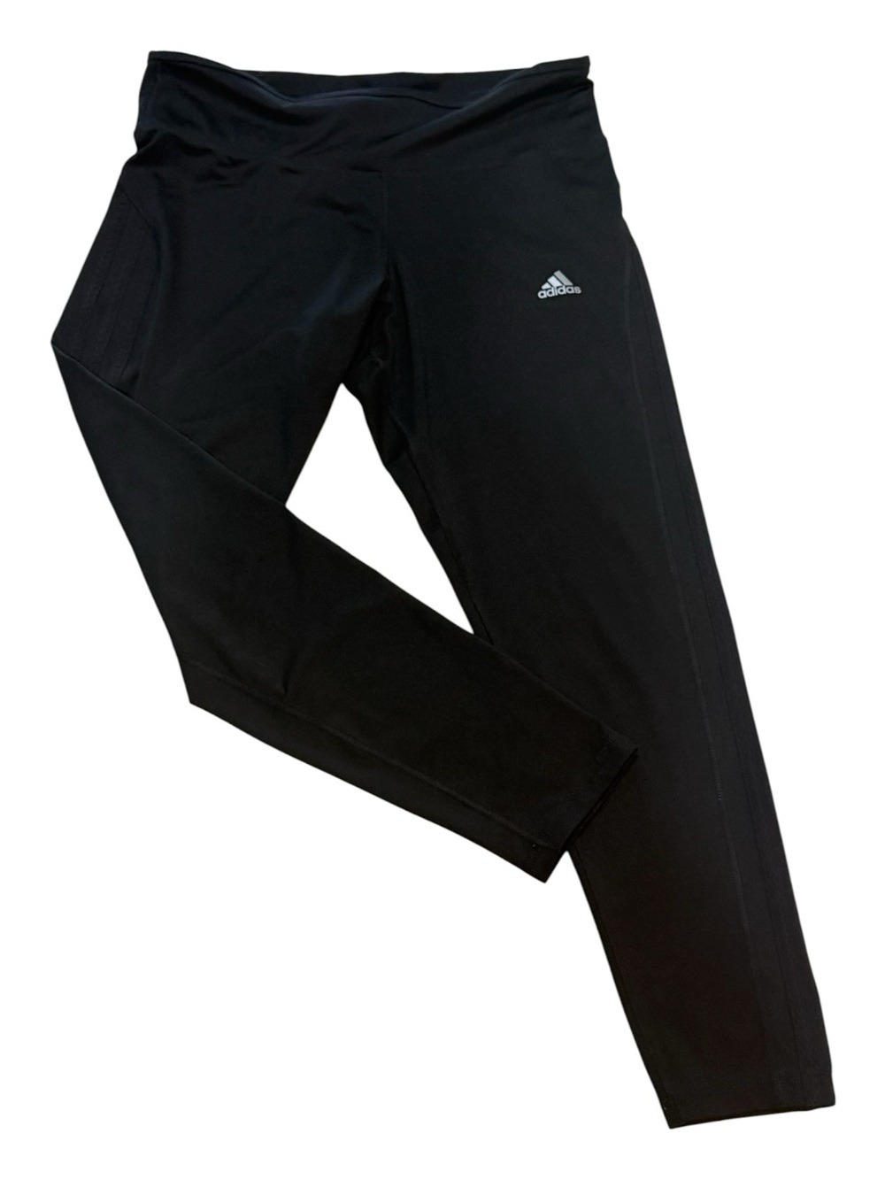 Adidas Climalite Black Leggings High Rise 3 Stripe Athletic Pants Women’s Large - Picture 2 of 12